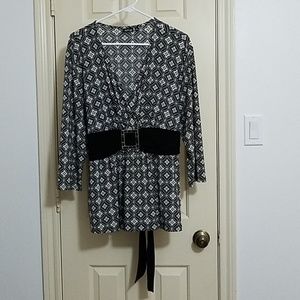 Apt. 9 Polyester Blouse w/ Built In Jeweled Belt